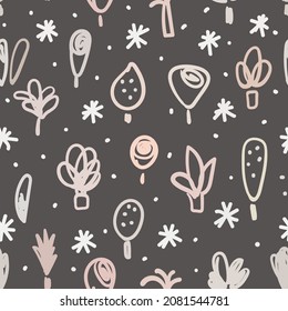 Forest  winter trees drawing vector  seamless pattern 