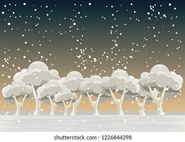 forest in winters vector illustration 