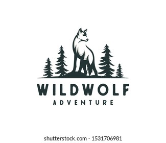 Forest Wolf Logo, Outdoor Vector Illustration