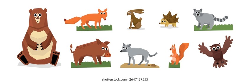 Conjunto de Vetores de Fauna Selvagem e Animal de Floresta e Floresta