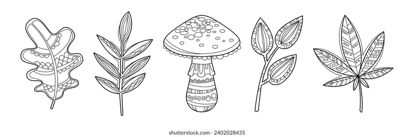 Forest and Woodland Nature Element and Plant Vector Set