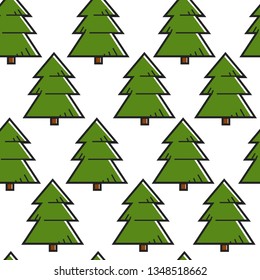 Forest or woods spruce or fir seamless pattern vector Christmas tree evergreen plant endless texture pine planting and growing wild nature wallpaper print or Xmas holiday wrapping paper botany