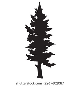 Forest woods trees vector illustration for logo - Black silhouette of spruce or fire, isolated on white background