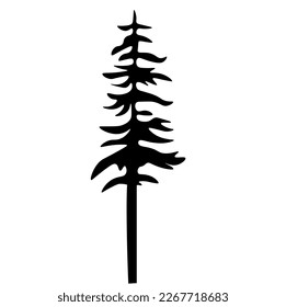 Forest woods trees vector illustration for logo - Black silhouette of spruce or fire tree, isolated on white background	
