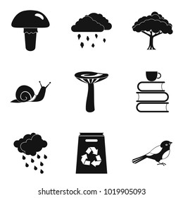Forest world icons set. Simple set of 9 forest world vector icons for web isolated on white background
