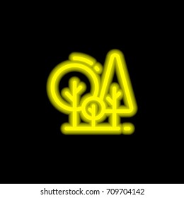 Forest yellow glowing neon ui ux icon. Glowing sign logo vector