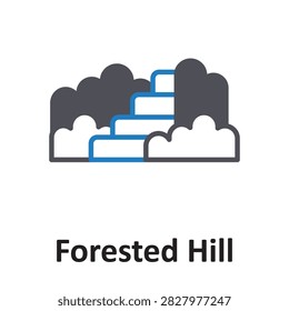 Forested Hill Vector Icon which can easily modify or edit

