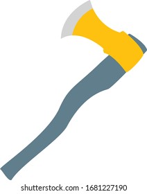 Forester ax vector icon. Axe with Met and Silver blade and wooden handle. Illustration of a weapon ax in flat minimalism style.
