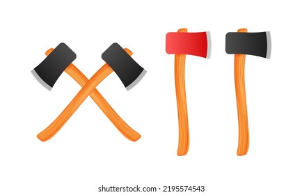 Forester axe in rustic. Carpenter tools clipart. Vector stock illustration.