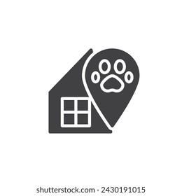Forester house vector icon. House and animal paw print filled flat sign for mobile concept and web design. Forester's lodge glyph icon. Symbol, logo illustration. Vector graphics