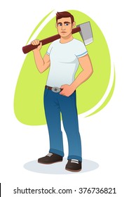 Forester man cartoon character.- vector illustration
