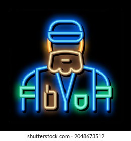 forester man neon light sign vector. Glowing bright icon forester man sign. transparent symbol illustration