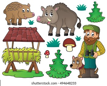Forester and wildlife theme set 1 - eps10 vector illustration.