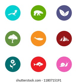 Forestland icons set. Flat set of 9 forestland vector icons for web isolated on white background