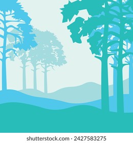 Forest,Landscape of isolated trees. Silhouette vector