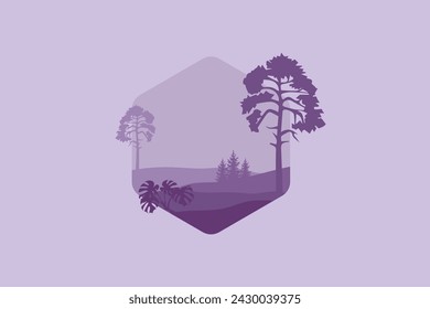 Forest,Landscape of isolated trees. Silhouette vector