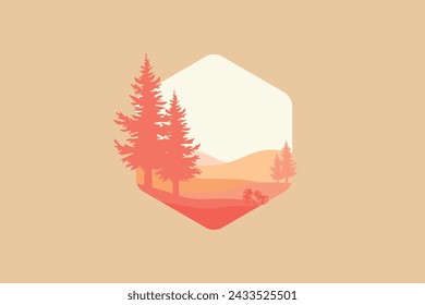 Forest,Landscape of isolated trees. Silhouette vector