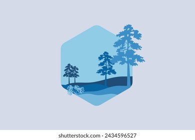 Forest,Landscape of isolated trees. Silhouette vector