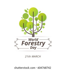 Forestry day logo design. 21st march.  vector illustration.