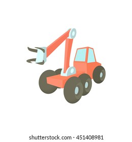 Forestry harvester icon in cartoon style on a white background