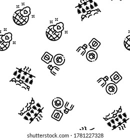 Forestry Lumberjack Seamless Pattern Vector Thin Line. Illustrations