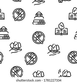 Forestry Lumberjack Seamless Pattern Vector Thin Line. Illustrations