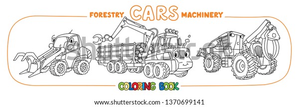 Forestry machinery\
cars with eyes coloring\
set