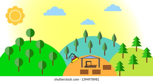 Forestry Management. Business With Growing Of A Tree, Sawing Up On A Power-saw Bench