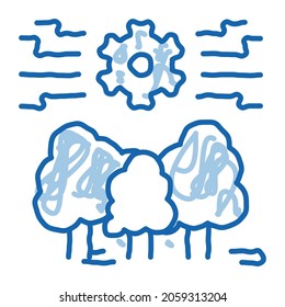 forestry mechanical gear sketch icon vector. Hand drawn blue doodle line art forestry mechanical gear sign. isolated symbol illustration
