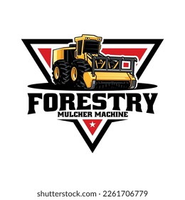 forestry mulcher machine illustration logo vector