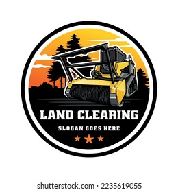 forestry mulching machine isolated logo with emblem style