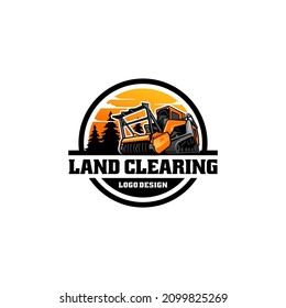 Forestry Mulching Machine, Land Clearing Logo Vector