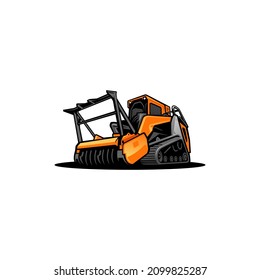 forestry mulching machine, land clearing illustration vector