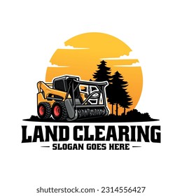 forestry mulching machine, land clearing logo vector