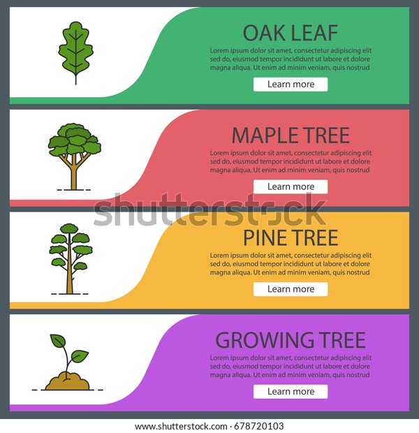Forestry Web Banner Templates Set Oak Stock Vector Royalty Free