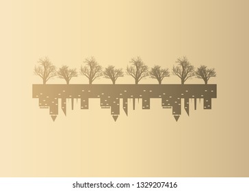 forests vs city. landscape of forests and city. Vector illustration. 10 eps