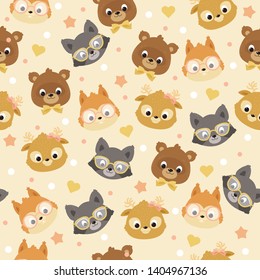 Forest/woodland animals seamless pattern. Children's room wallpaper. Kid's room wall art