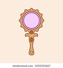 Foretelling Mirror Icon Illustration Flat Design Style