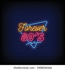 Vector de texto de estilo neón de los años 80