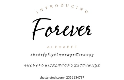 Forever calligraphy script. Vector alphabet.