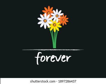 Forever floral card, vector illustration