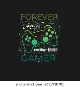 Forever Gamer Game pad vector graphic tee design