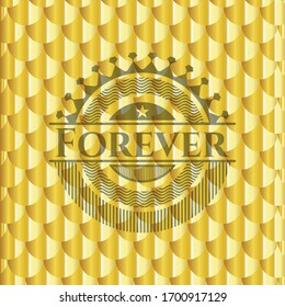 Forever golden emblem or badge. Scales pattern. Vector Illustration. Detailed.
