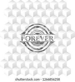 Forever grey badge with geometric cube white background