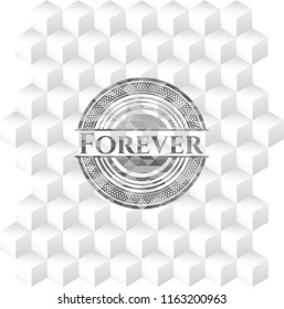 Forever grey emblem. Retro with geometric cube white background