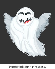 forever happy ghost flies above the earth luck cartoon style
