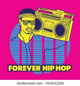 Forever Hip Break Dancer Boombox Illustration