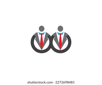 Forever Infinity Businessman Logo Concept sign icon symbol Element Design. People, Human, Boss, Marketing, Business, Suit, Tie, Finance, Corporate Logotype. Vector illustration template