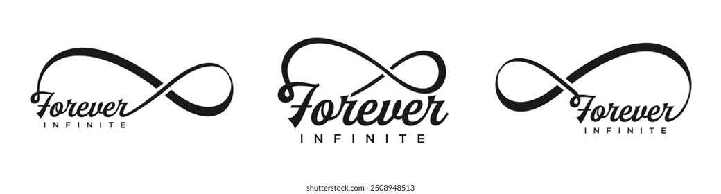 design do logotipo infinito para sempre, marca de palavra para sempre com a combinação de ícones Infinity, ilustração vetorial