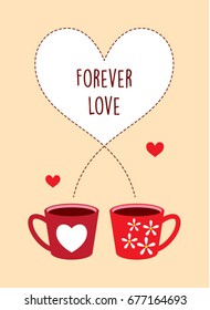 forever love with coffee mug vector